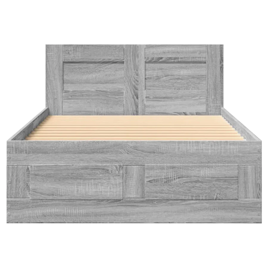 Cadre de lit avec tête de lit sans matelas sonoma gris 75x190cm - 5
