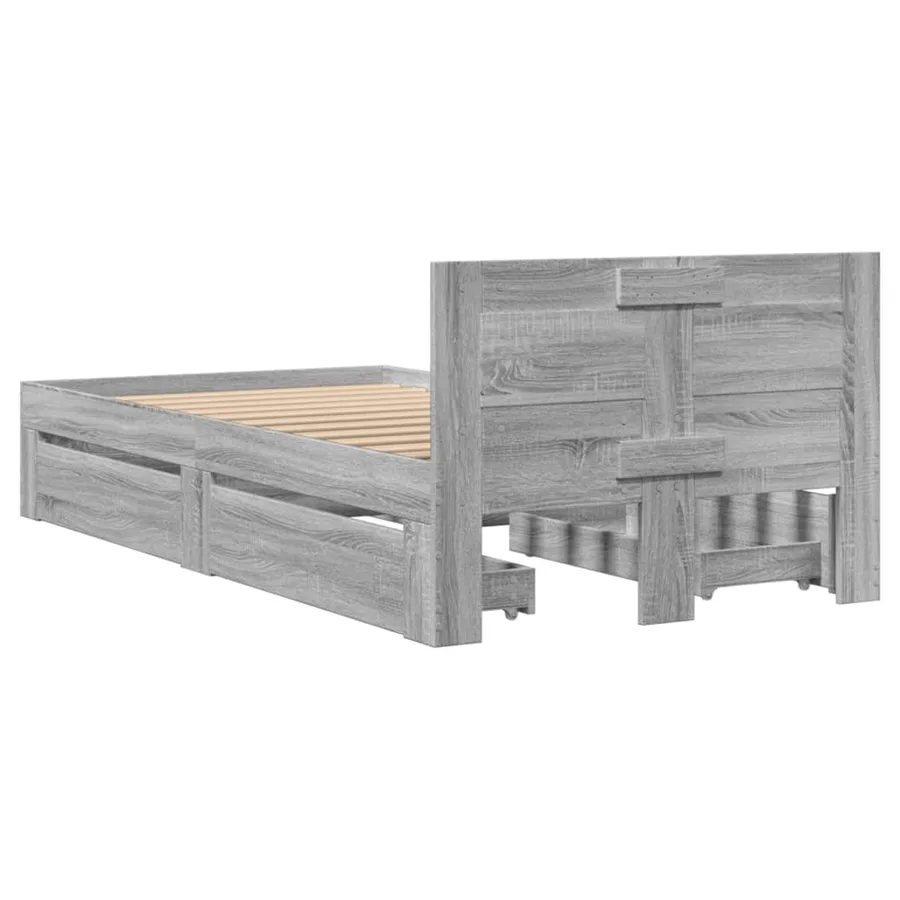 Cadre de lit avec tête de lit sans matelas sonoma gris 75x190cm - 7