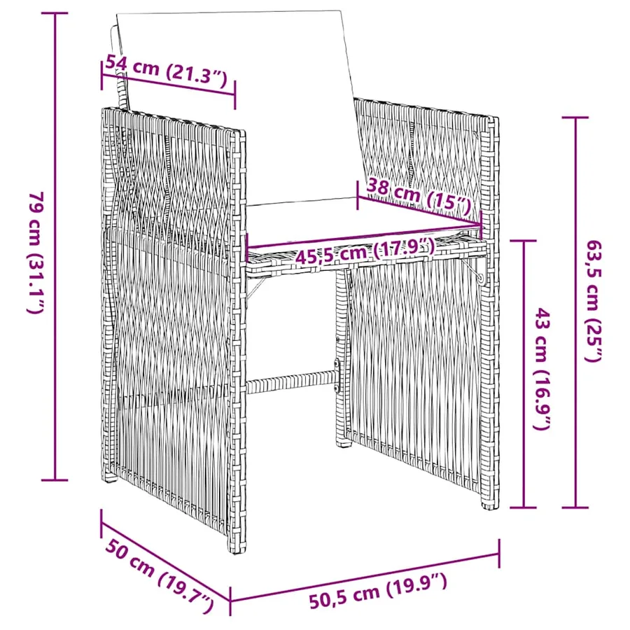 Chaises de jardin lot de 4 avec coussins noir résine tressée - 11