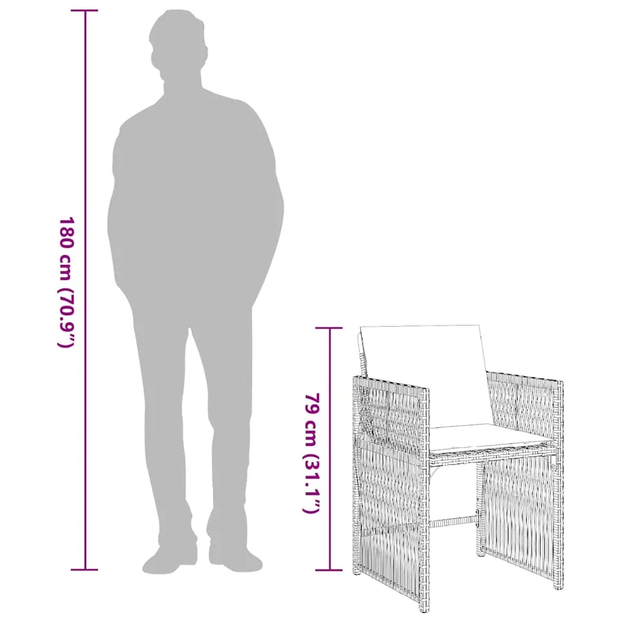 Chaises de jardin lot de 4 avec coussins noir résine tressée - 12