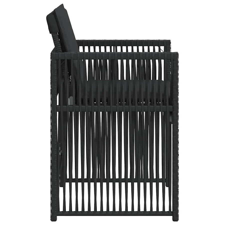 Chaises de jardin lot de 4 avec coussins noir résine tressée - 6