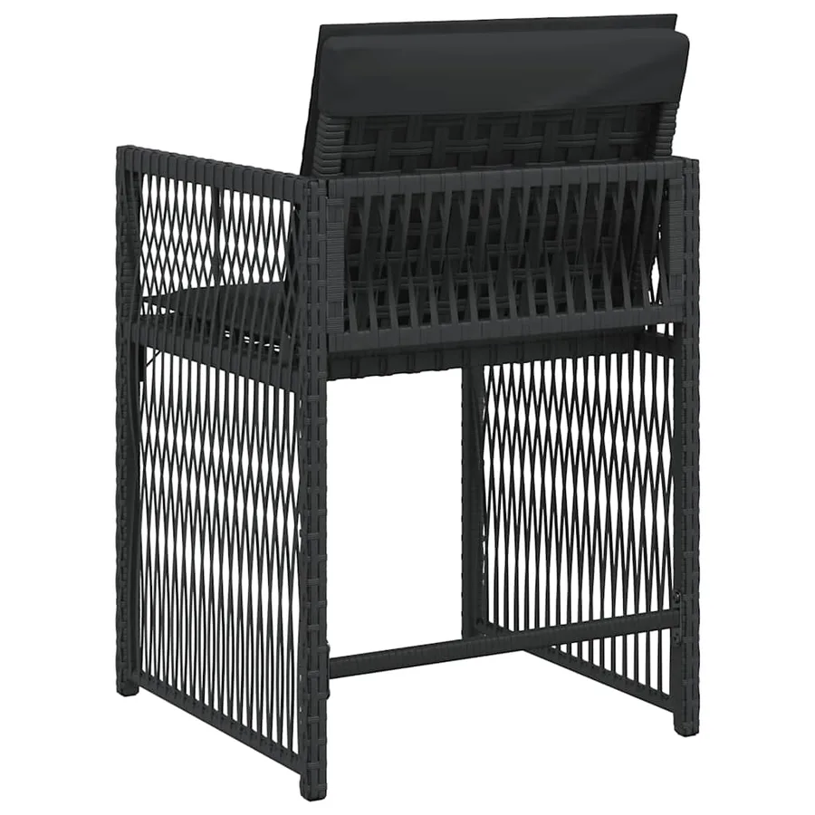 Chaises de jardin lot de 4 avec coussins noir résine tressée - 7