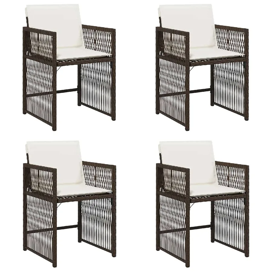 Chaises de jardin avec coussins lot de 4 marron résine tressée - 2