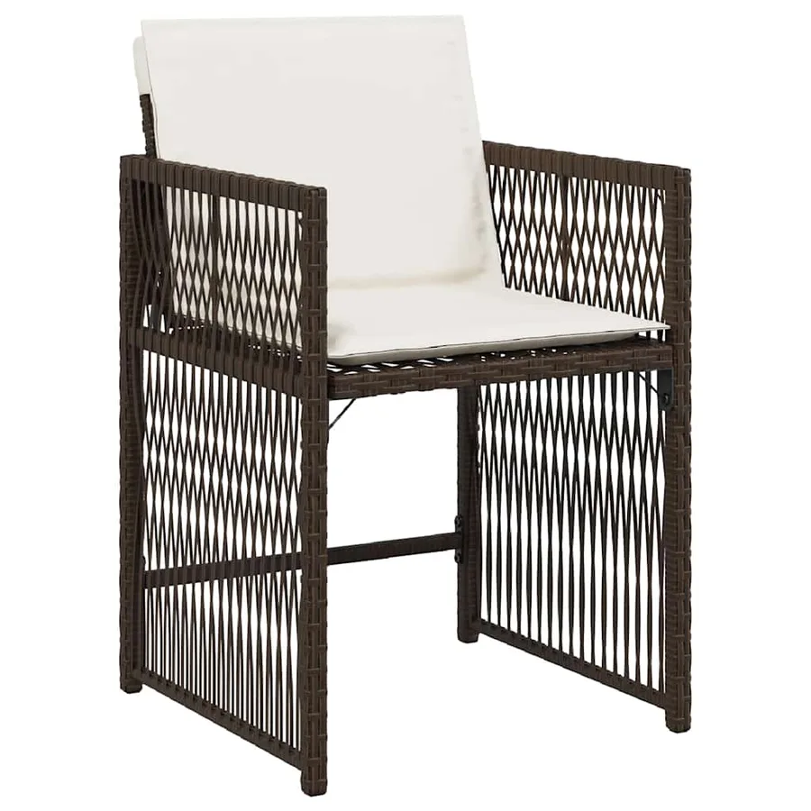 Chaises de jardin avec coussins lot de 4 marron résine tressée - 4