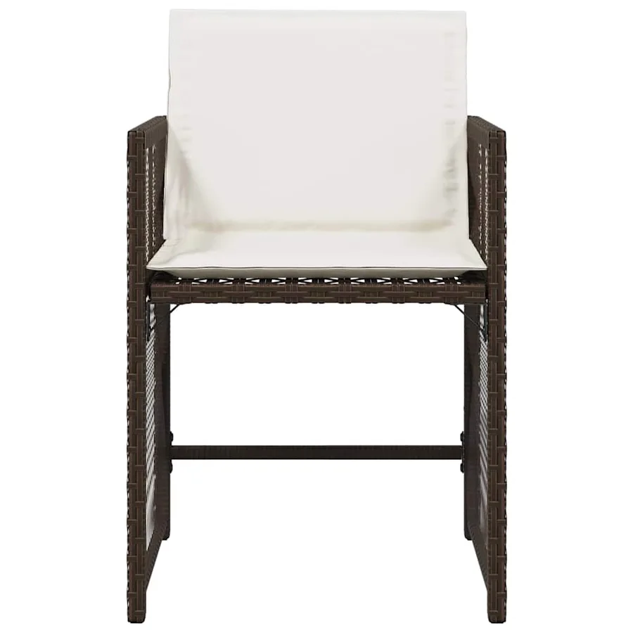 Chaises de jardin avec coussins lot de 4 marron résine tressée - 5