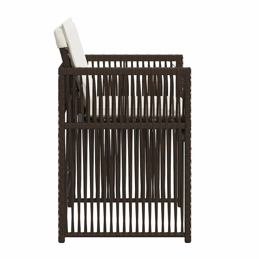 Chaises de jardin avec coussins lot de 4 marron résine tressée - 6