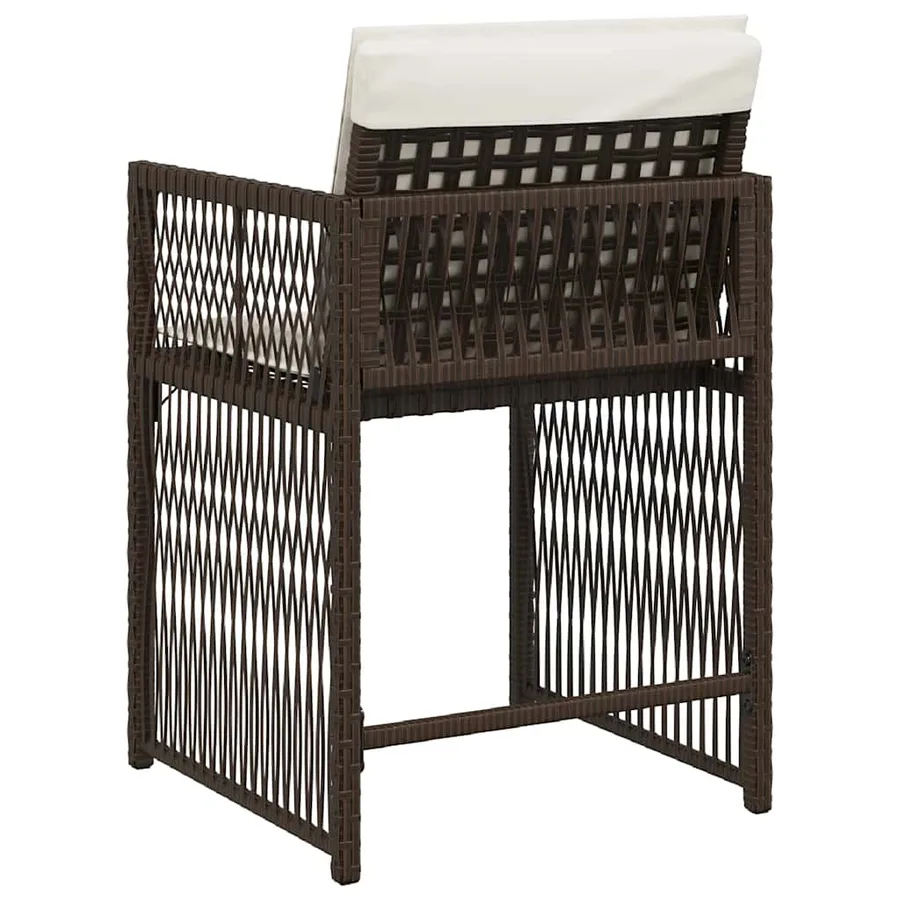 Chaises de jardin avec coussins lot de 4 marron résine tressée - 7