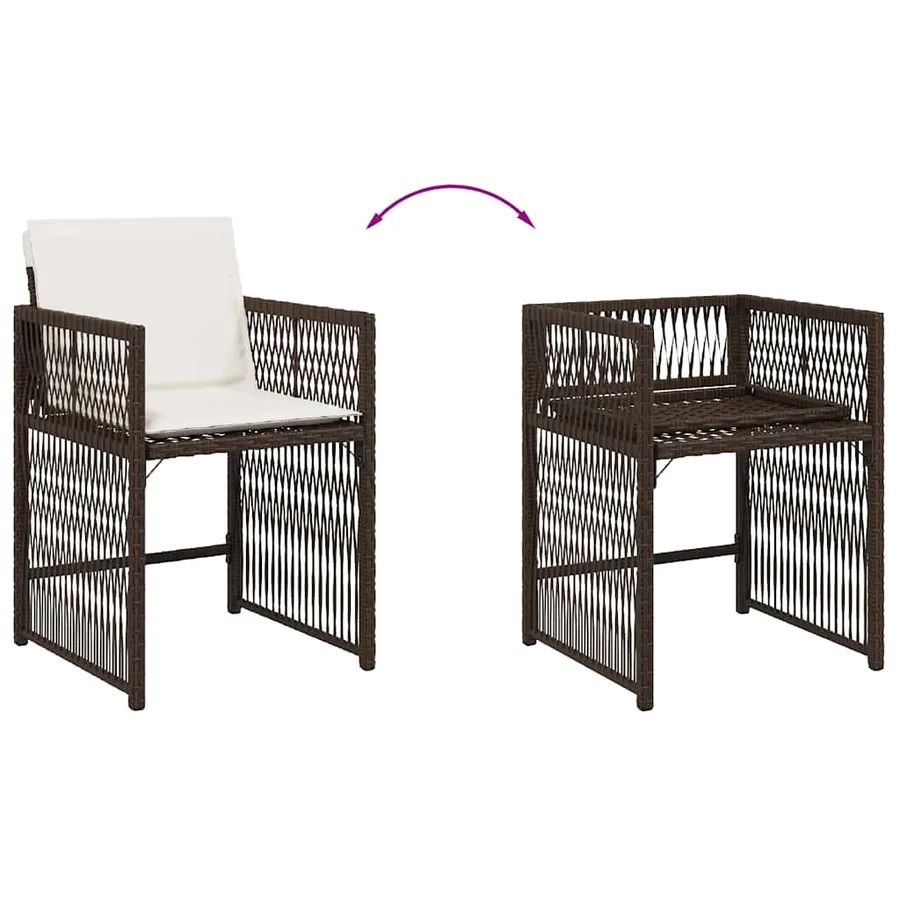 Chaises de jardin avec coussins lot de 4 marron résine tressée - 8