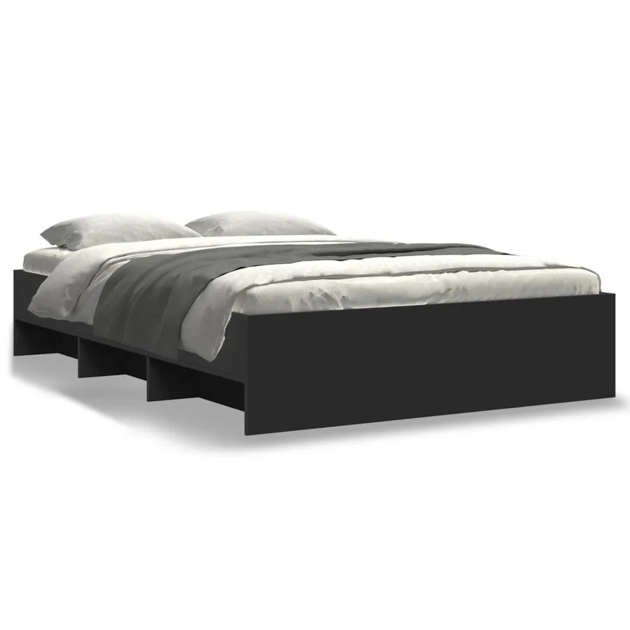 Cadre de lit sans matelas noir 135x190 cm bois d'ingénierie - 2