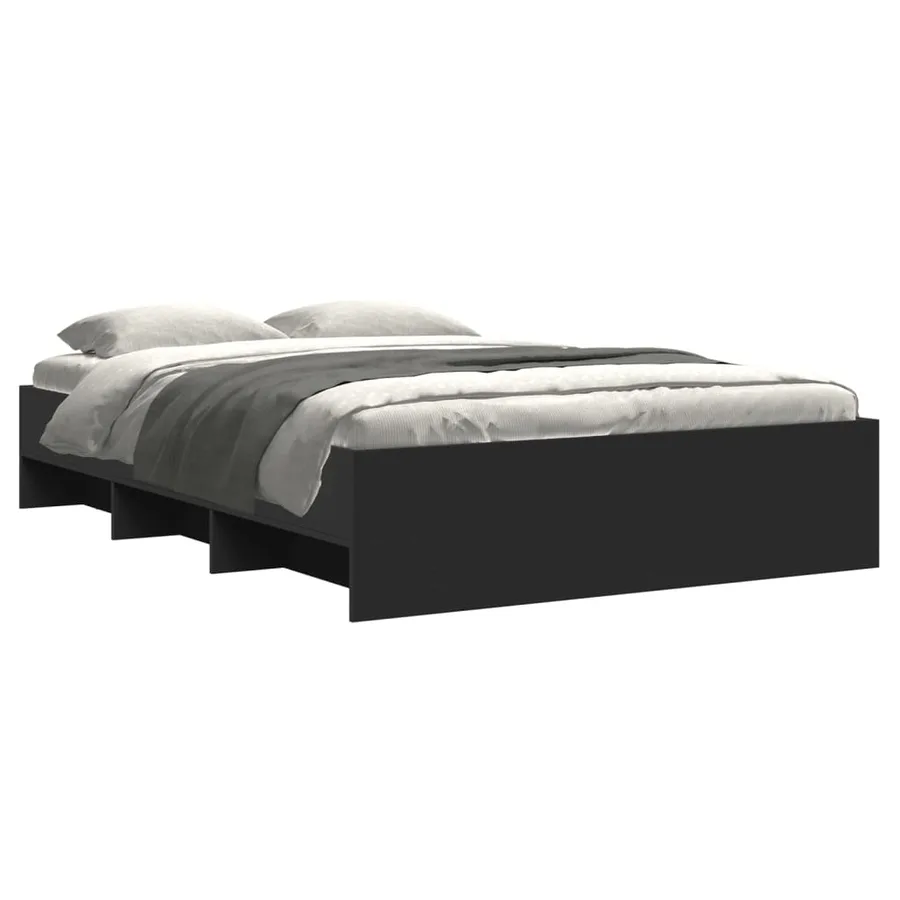 Cadre de lit sans matelas noir 135x190 cm bois d'ingénierie - 3
