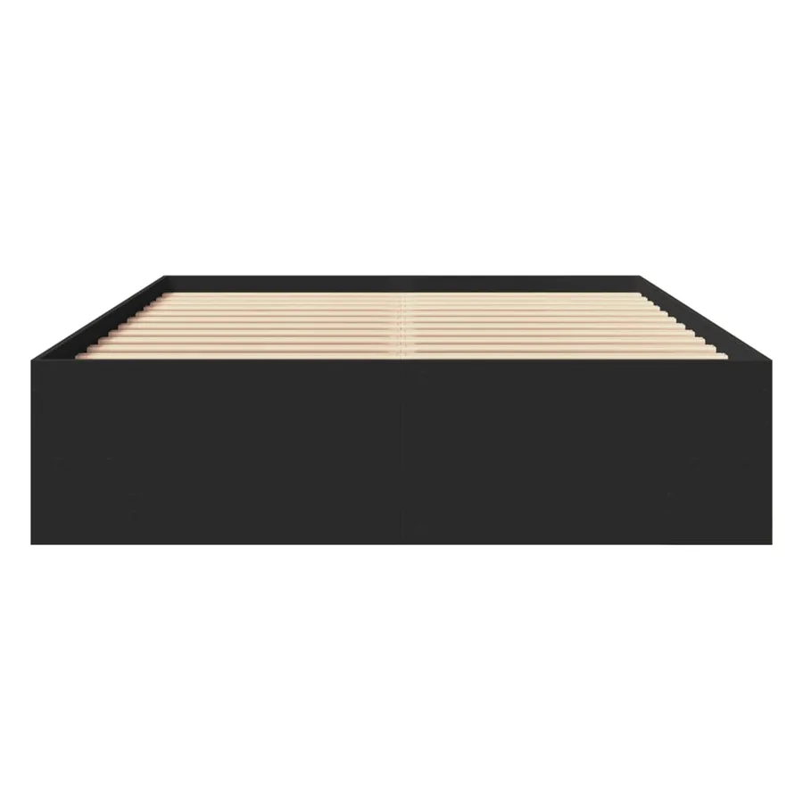 Cadre de lit sans matelas noir 135x190 cm bois d'ingénierie - 5