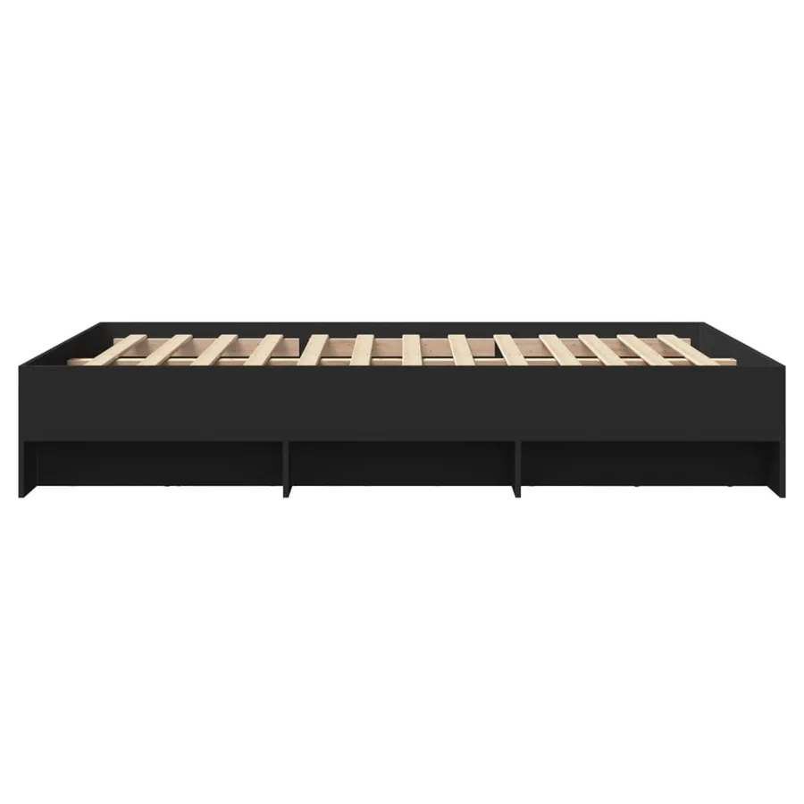 Cadre de lit sans matelas noir 135x190 cm bois d'ingénierie - 6
