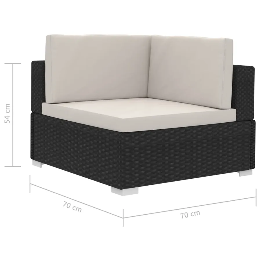 Salon de jardin 3 pcs avec coussins résine tressée noir - 10