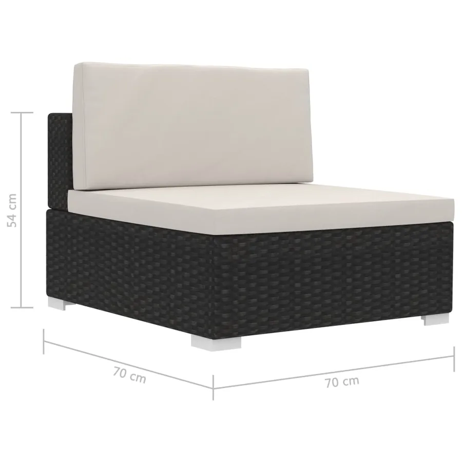Salon de jardin 3 pcs avec coussins résine tressée noir - 11
