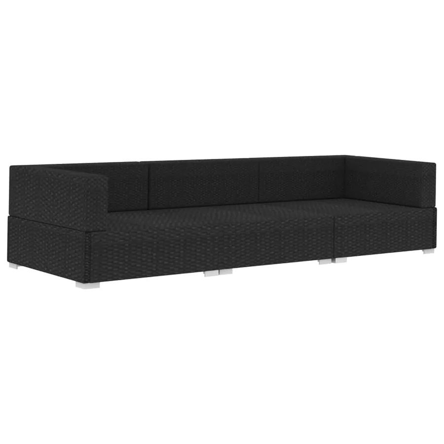 Salon de jardin 3 pcs avec coussins résine tressée noir - 3