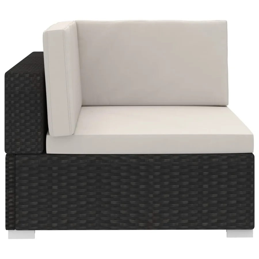 Salon de jardin 3 pcs avec coussins résine tressée noir - 5