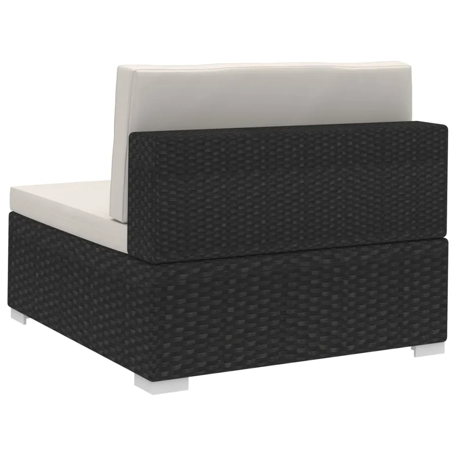 Salon de jardin 3 pcs avec coussins résine tressée noir - 9