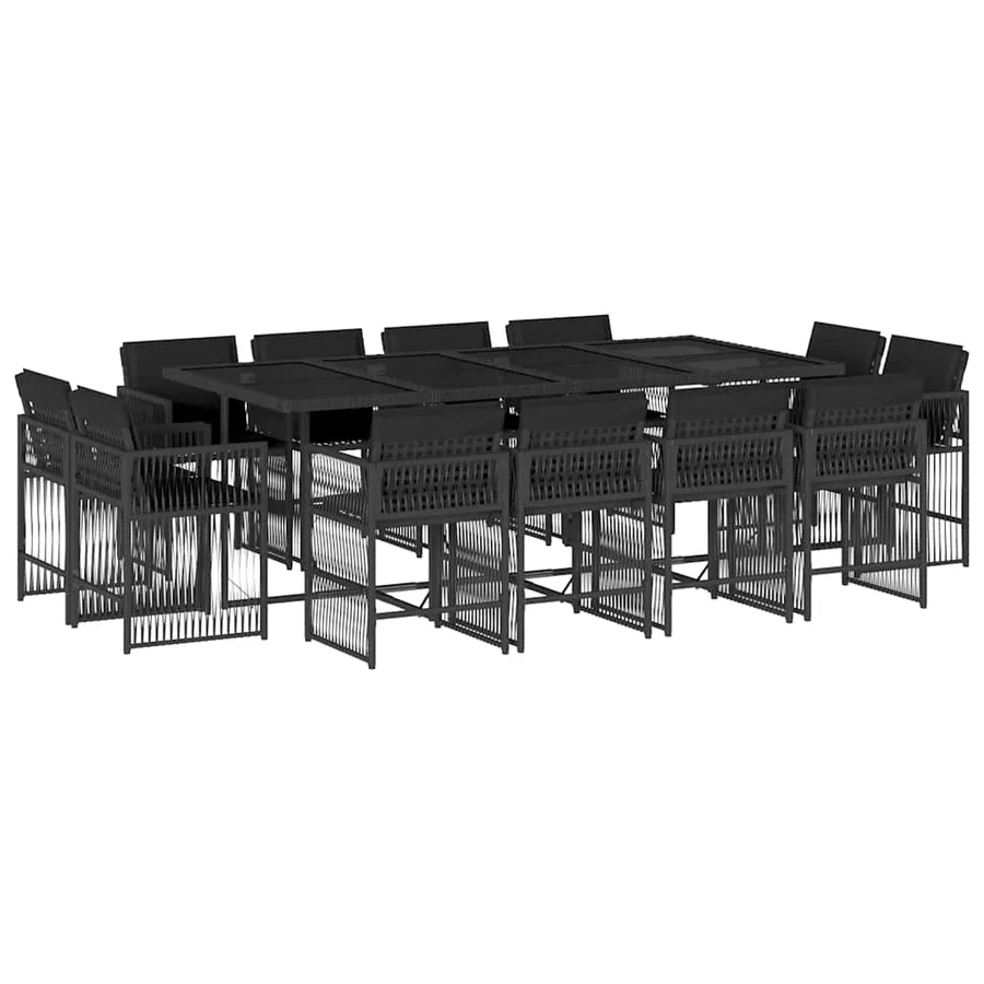 Ensemble à manger de jardin 13 pcs coussins noir résine tressée - 2