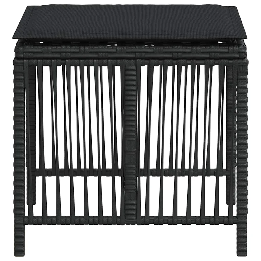 Tabourets de jardin et coussins lot de 4 noir 41x41x36 cm rotin - 6