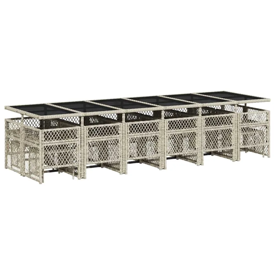 Ensemble à manger de jardin et coussins 17 pcs gris clair rotin - 6