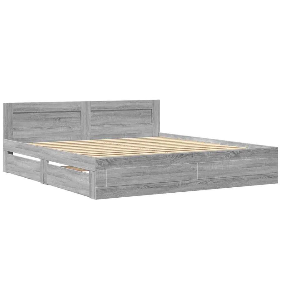 Cadre de lit et tête de lit sans matelas sonoma gris 180x200 cm - 3