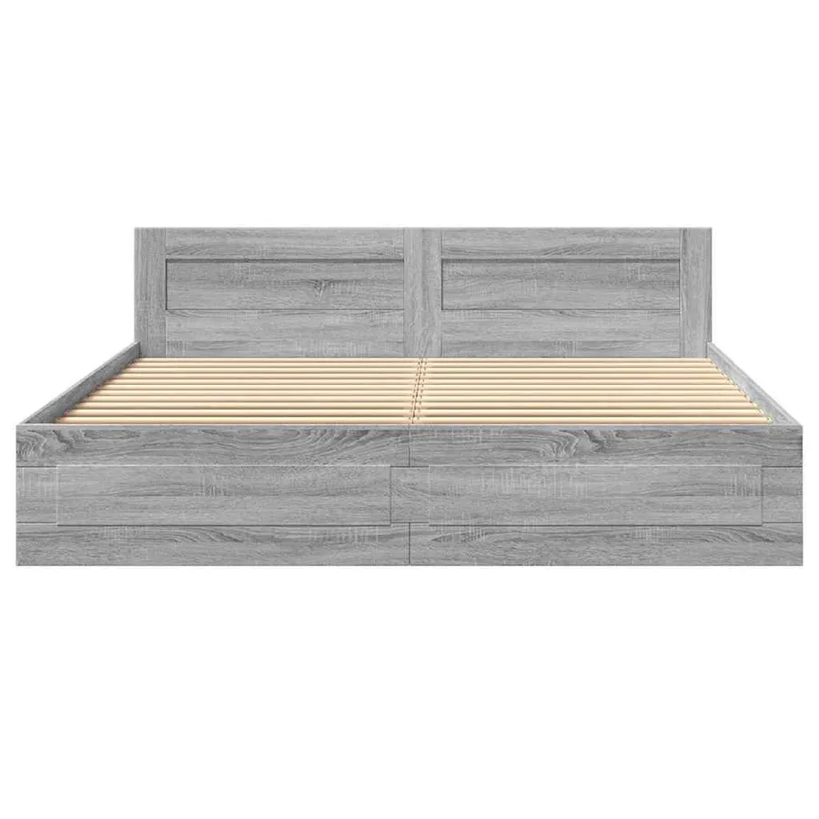 Cadre de lit et tête de lit sans matelas sonoma gris 180x200 cm - 5
