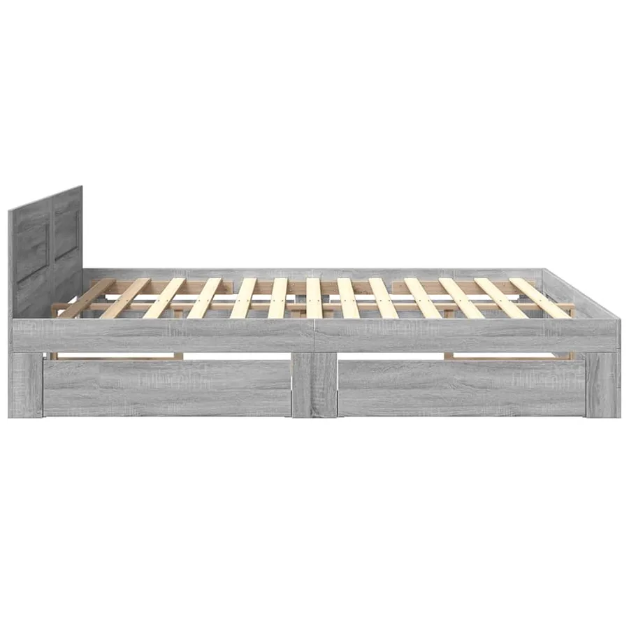 Cadre de lit et tête de lit sans matelas sonoma gris 180x200 cm - 6