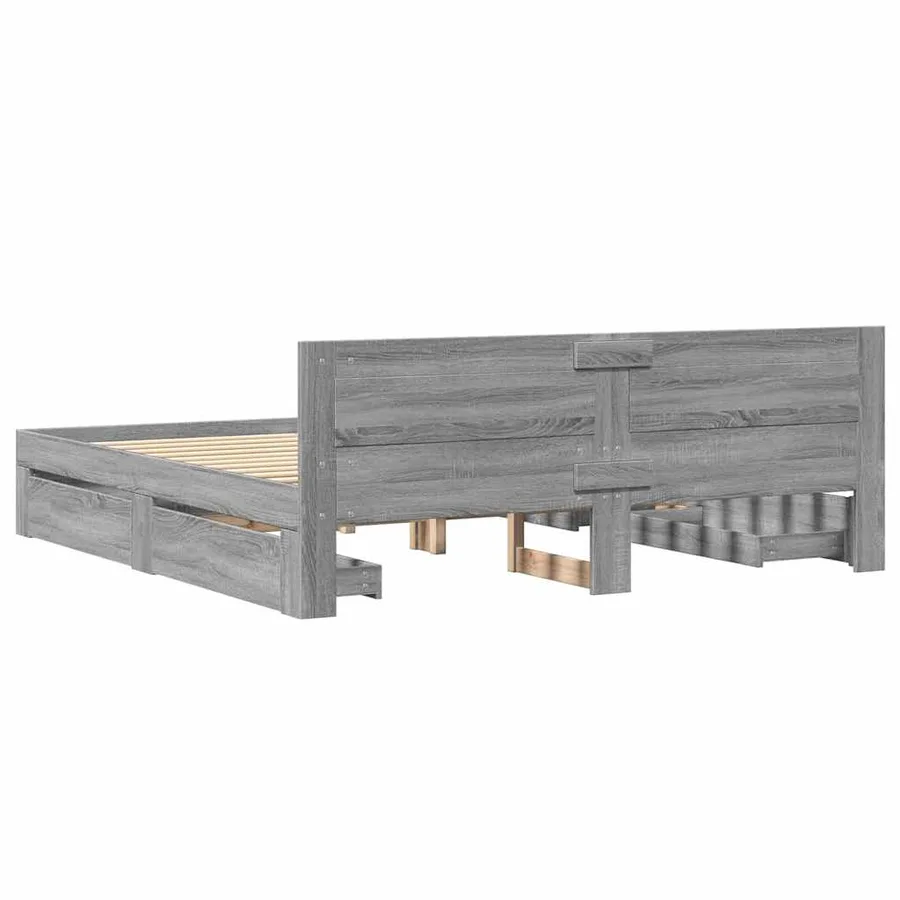Cadre de lit et tête de lit sans matelas sonoma gris 180x200 cm - 7