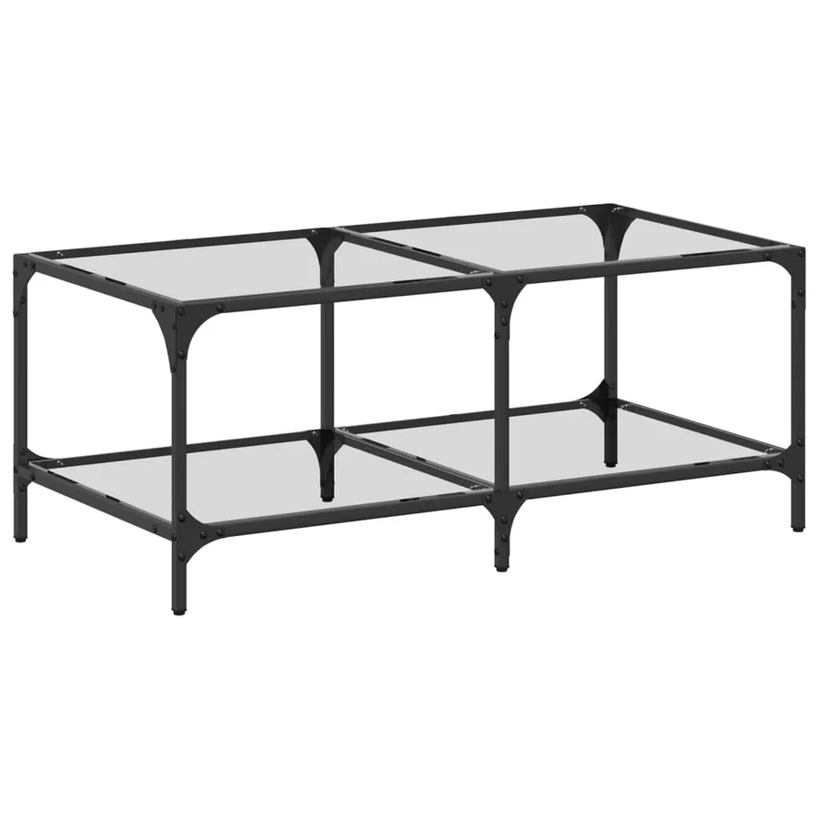 Table basse avec dessus en verre transparent 98,5x50x40cm acier - 2