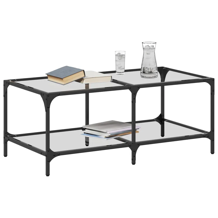 Table basse avec dessus en verre transparent 98,5x50x40cm acier - 3