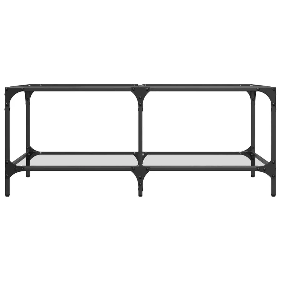 Table basse avec dessus en verre transparent 98,5x50x40cm acier - 4