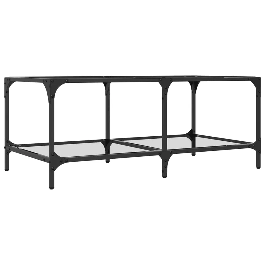 Table basse avec dessus en verre transparent 98,5x50x40cm acier - 6
