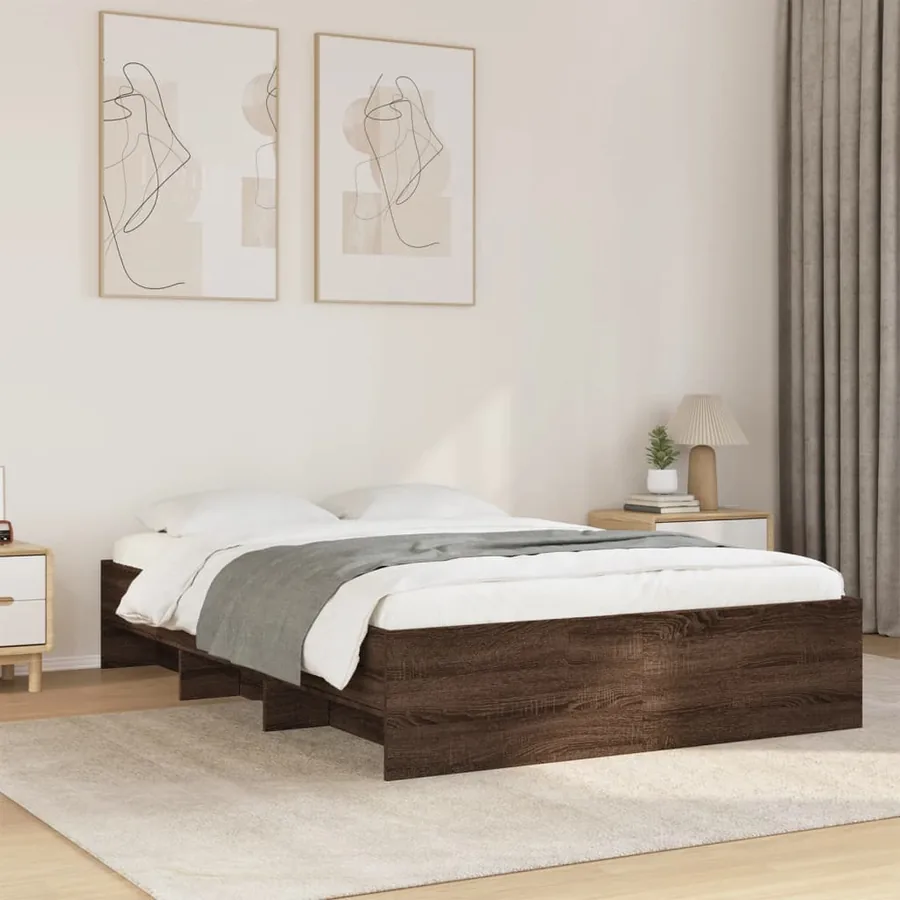 Cadre de lit sans matelas chêne marron 135x190 cm