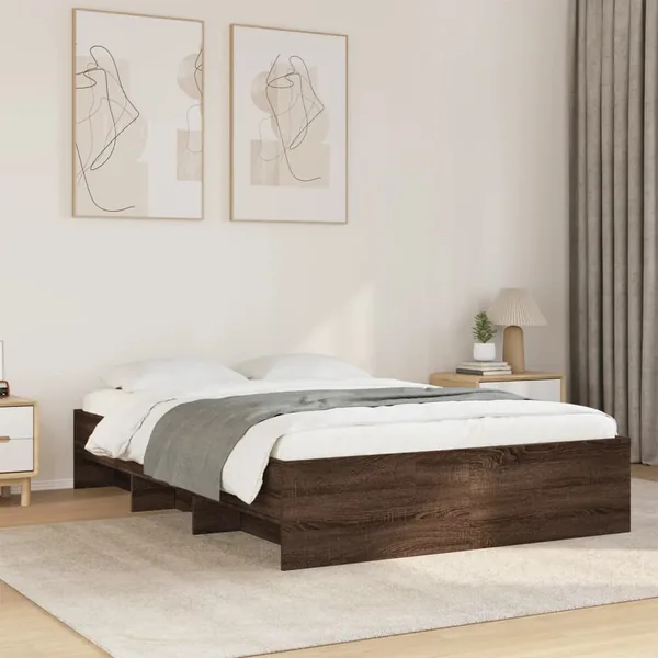 Cadre de lit sans matelas chêne marron 135x190 cm
