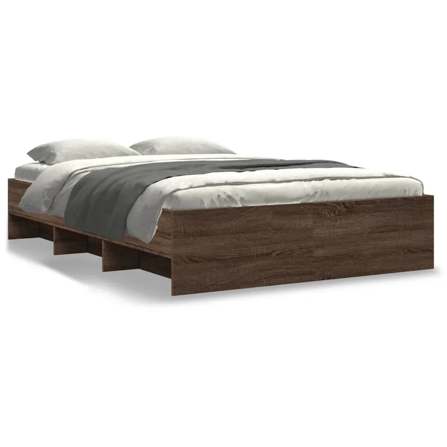Cadre de lit sans matelas chêne marron 135x190 cm - 2