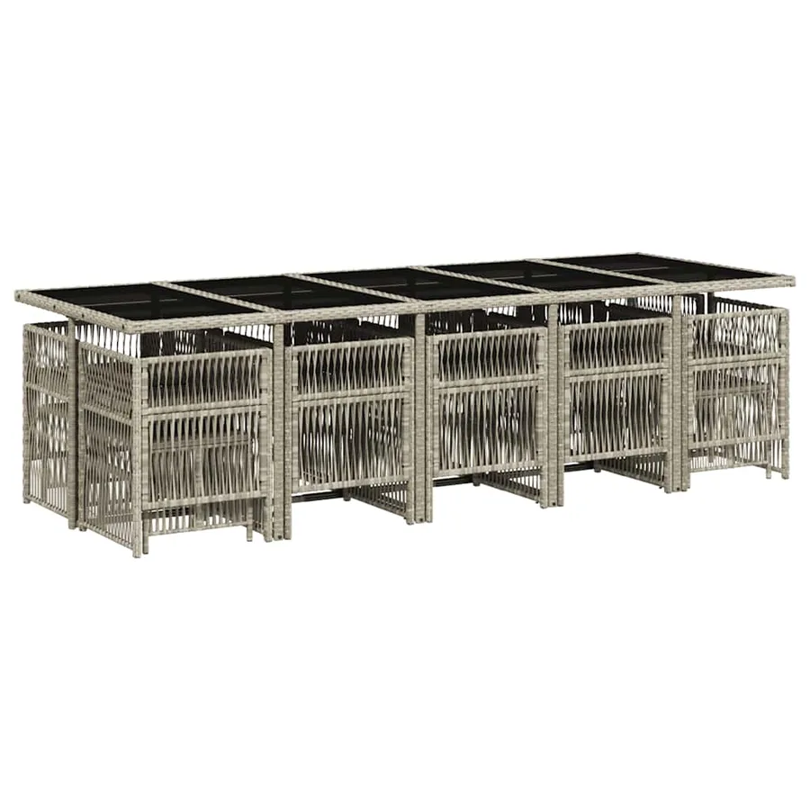 Ensemble à manger de jardin et coussins 15 pcs gris clair rotin - 3
