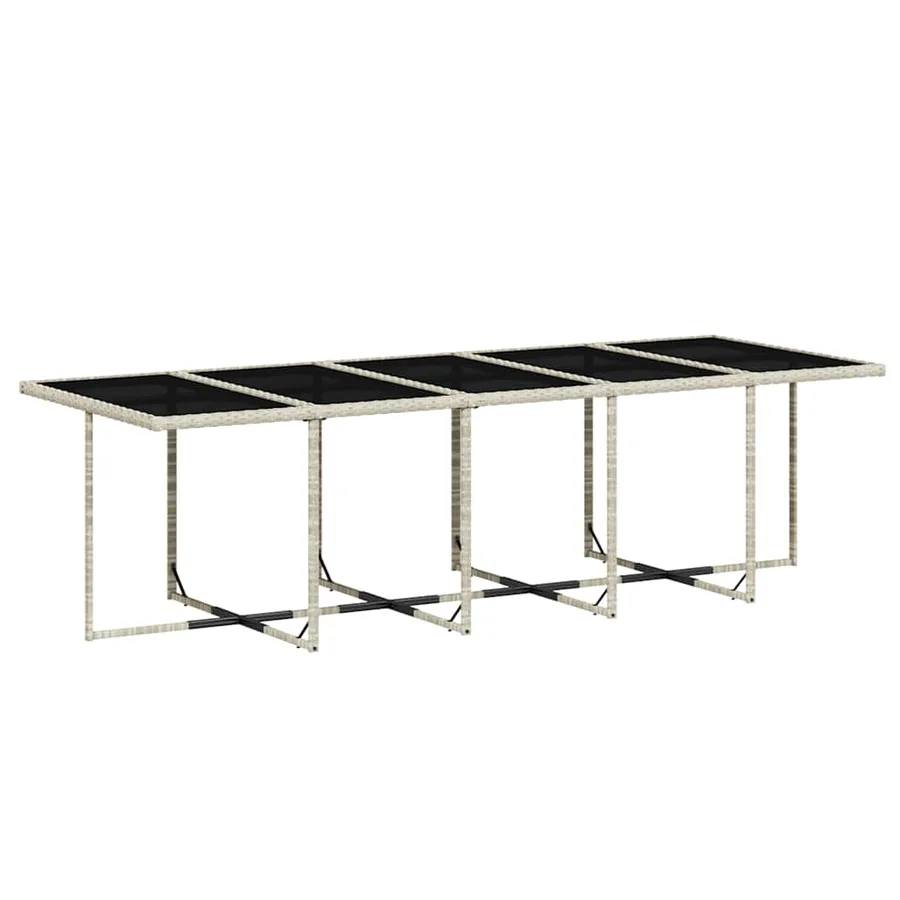 Ensemble à manger de jardin et coussins 15 pcs gris clair rotin - 4
