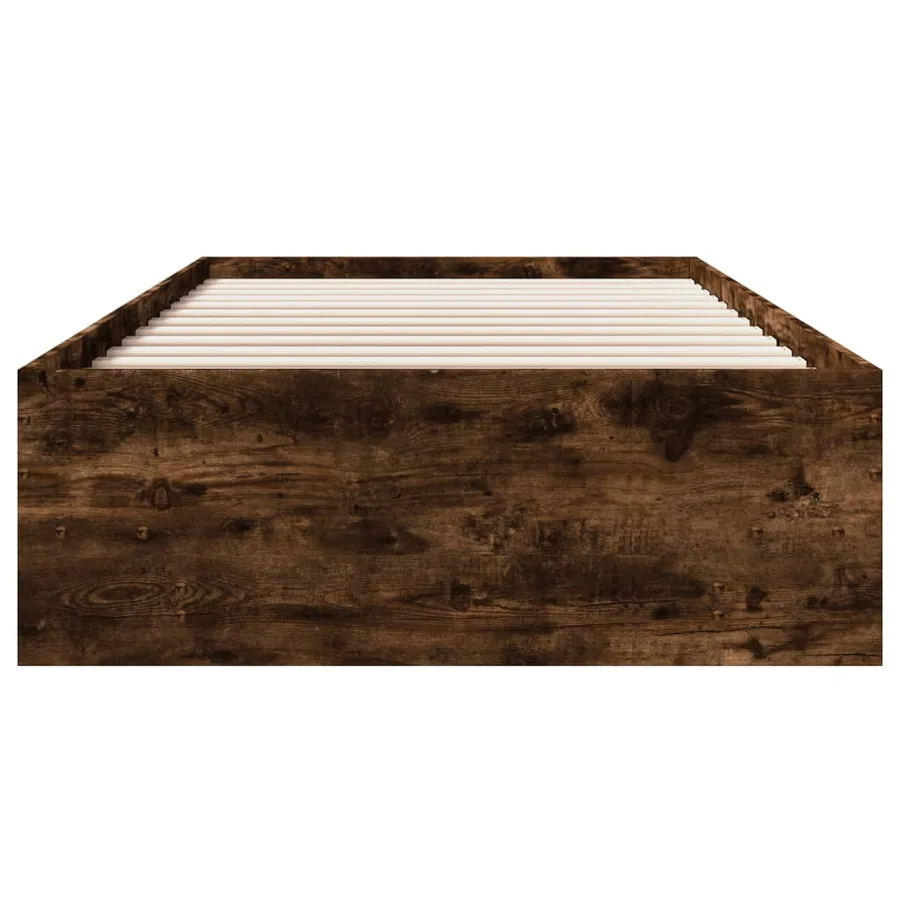 Cadre de lit sans matelas chêne fumé 75x190cm bois d'ingénierie - 5