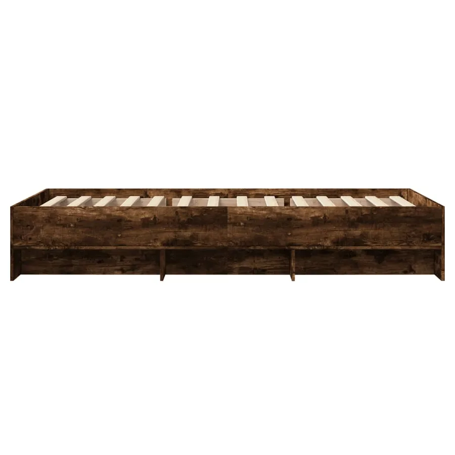 Cadre de lit sans matelas chêne fumé 75x190cm bois d'ingénierie - 6