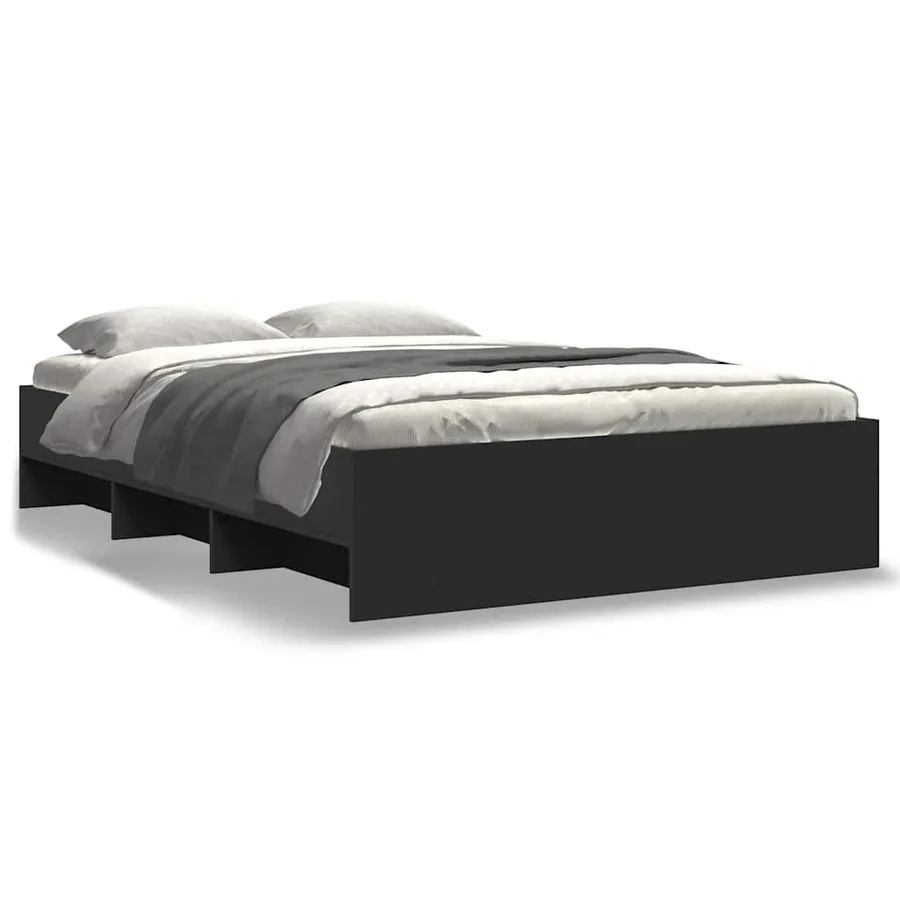 Cadre de lit sans matelas noir 120x190 cm bois d'ingénierie - 2
