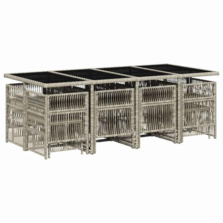 Ensemble à manger de jardin et coussins 13 pcs gris clair rotin - 3
