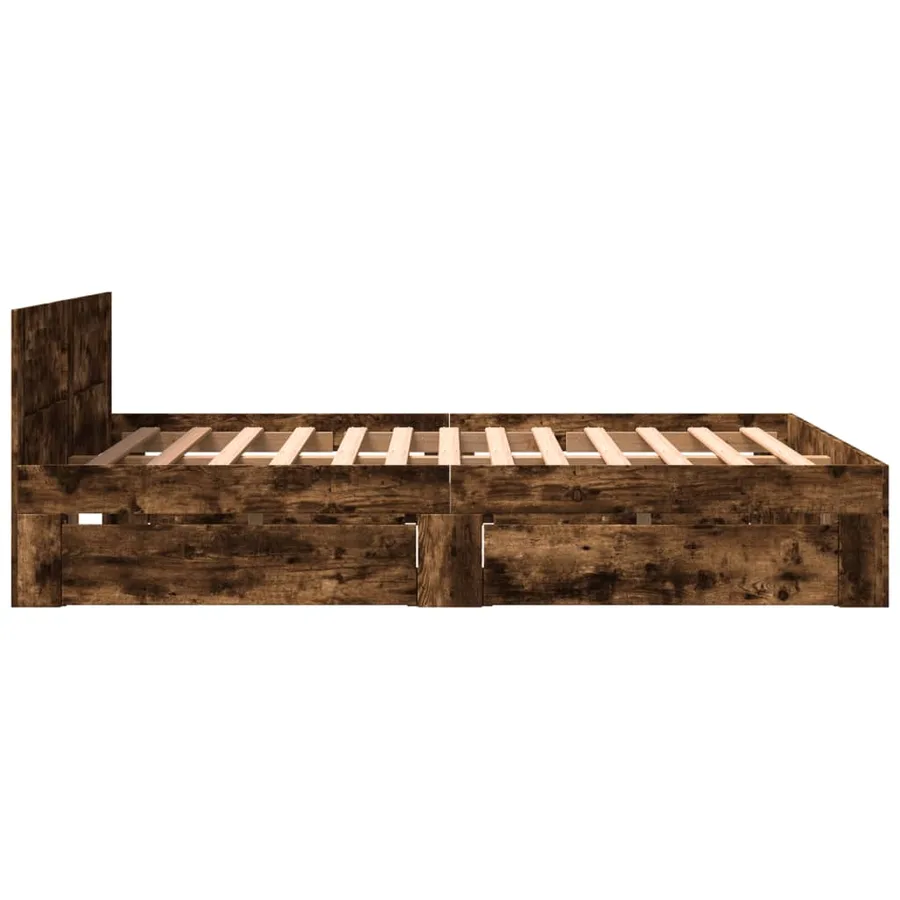 Cadre de lit et tête de lit sans matelas chêne fumé 160x200 cm - 6