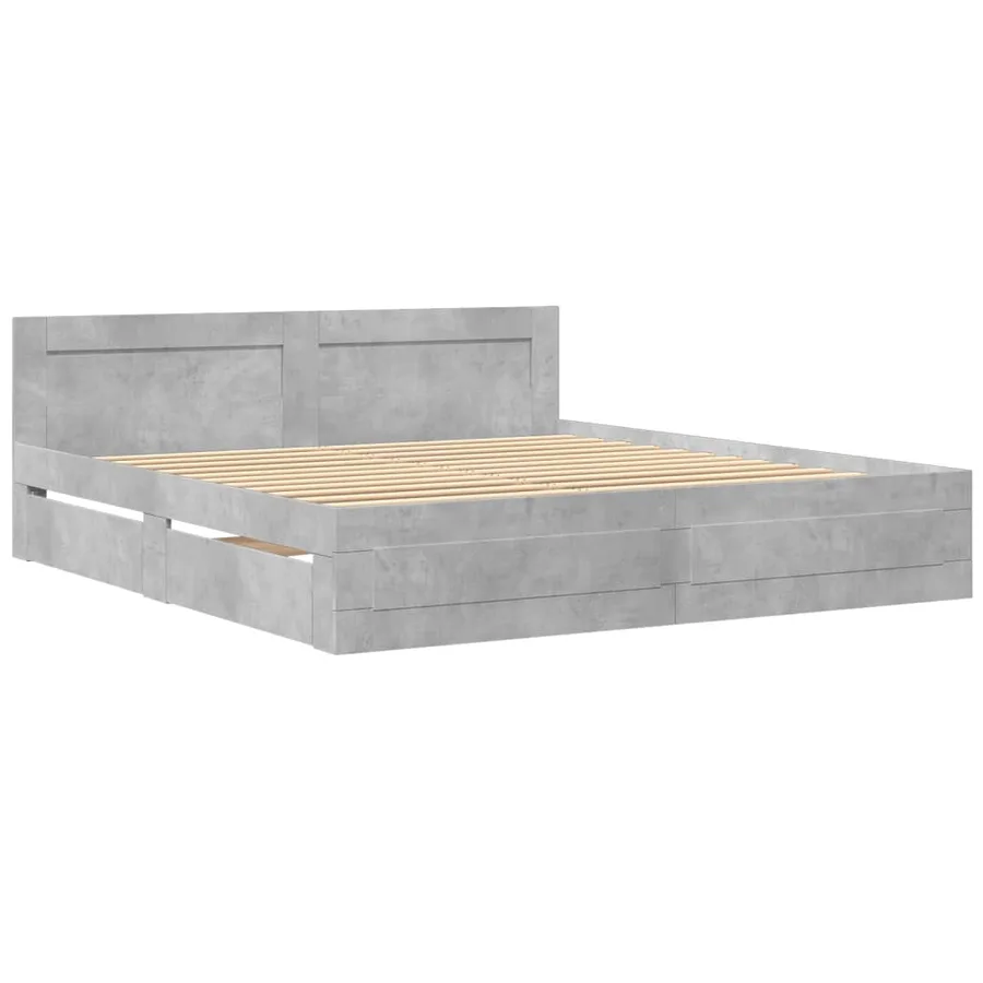 Cadre de lit avec tête de lit sans matelas gris béton 180x200cm - 3