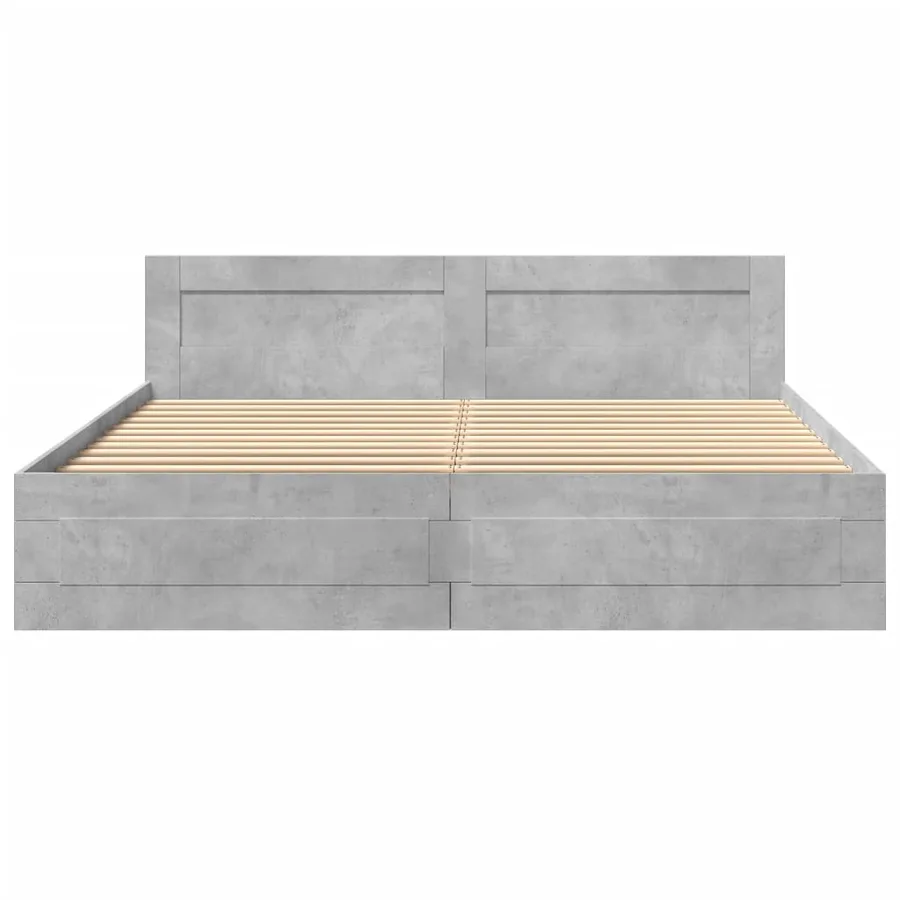 Cadre de lit avec tête de lit sans matelas gris béton 180x200cm - 5
