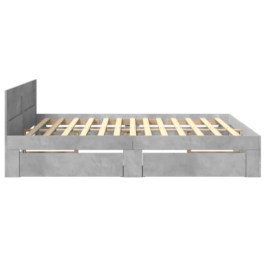 Cadre de lit avec tête de lit sans matelas gris béton 180x200cm - 6
