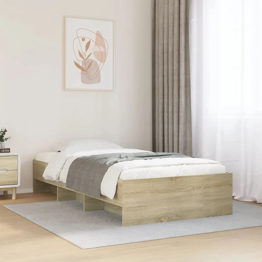Cadre de lit sans matelas chêne sonoma 75x190 cm