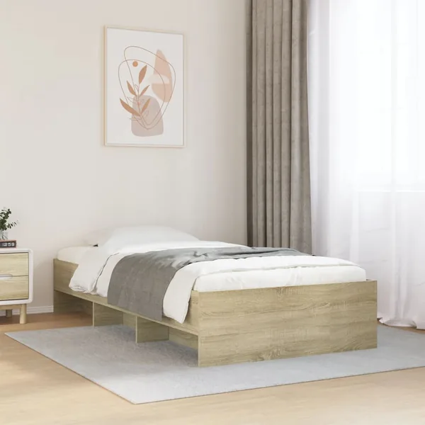 Cadre de lit sans matelas chêne sonoma 75x190 cm