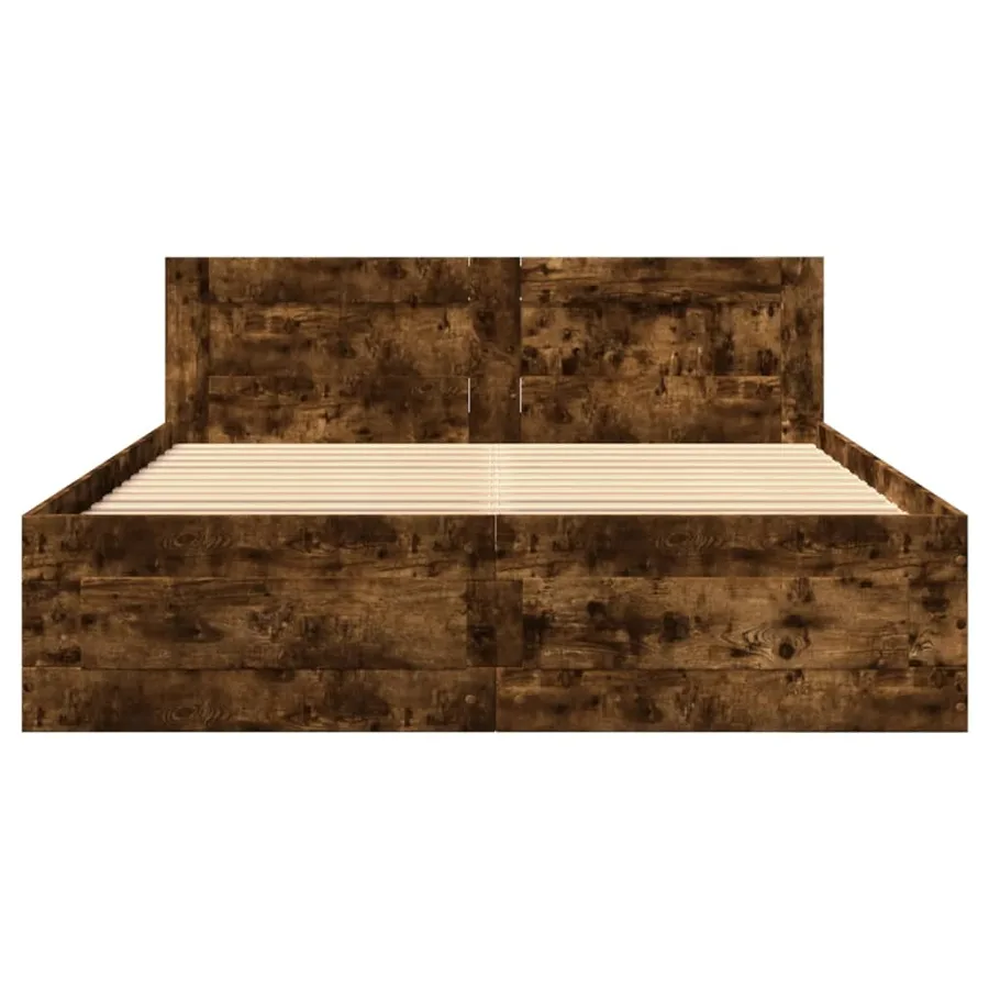Cadre de lit et tête de lit sans matelas chêne fumé 120x200 cm - 5
