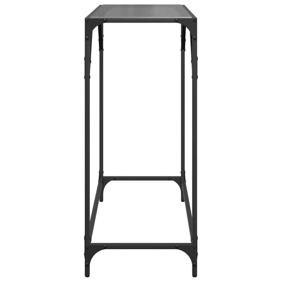 Table console avec dessus en verre noir 80x35x81 cm acier - 5