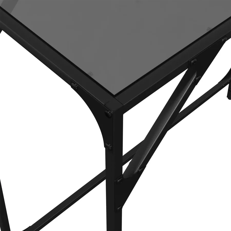 Table console avec dessus en verre noir 80x35x81 cm acier - 8
